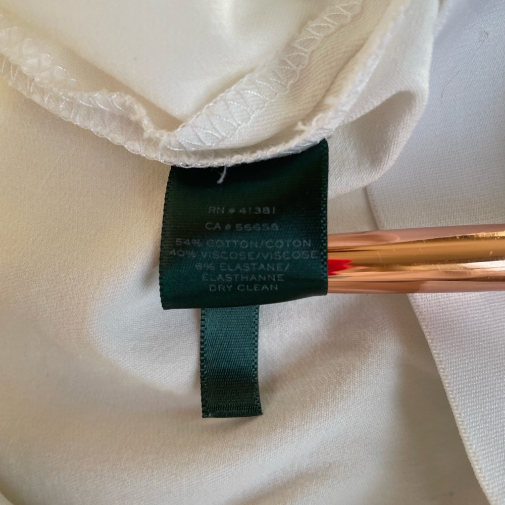 Lauren Ralph Lauren White Stretch Ankle Pants Size 10 Pull On Side Zip Slim - Picture 7 of 7